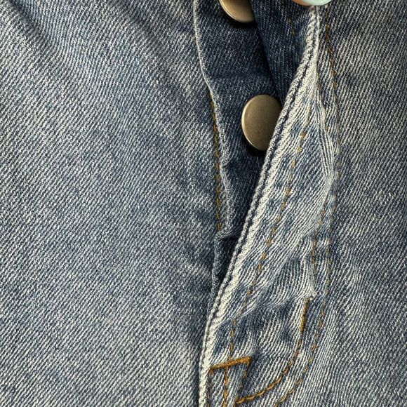Princess Polly Jeans Size 4 Straight Leg Raw Hem Button Fly High Rise Blue Denim - Picture 5 of 8